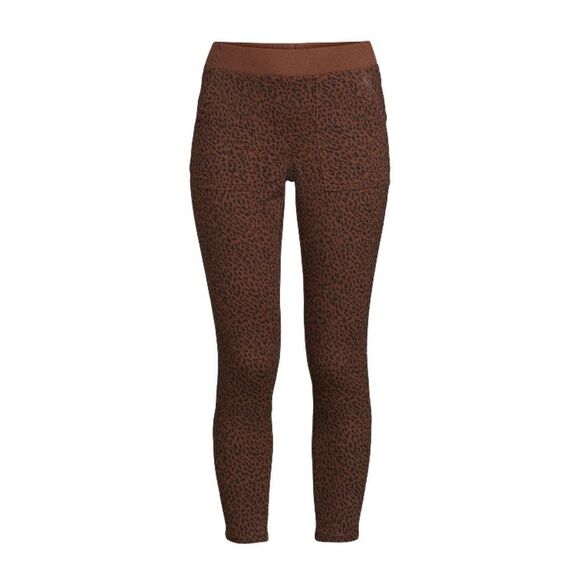 Juniors' Leopard Print Mid Rise Rib Waistband Jeggings Pants Size XXXL - Picture 2 of 7